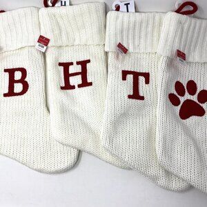 Target Wondershop Knit Monogram Alphabet Christmas Stocking Cream Red Various